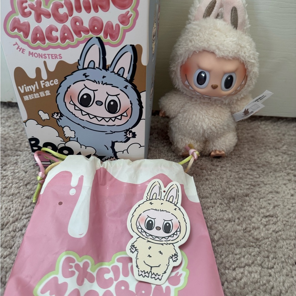 Plush Vinyl Face Toy - Pink & Cream Bunny Outfit